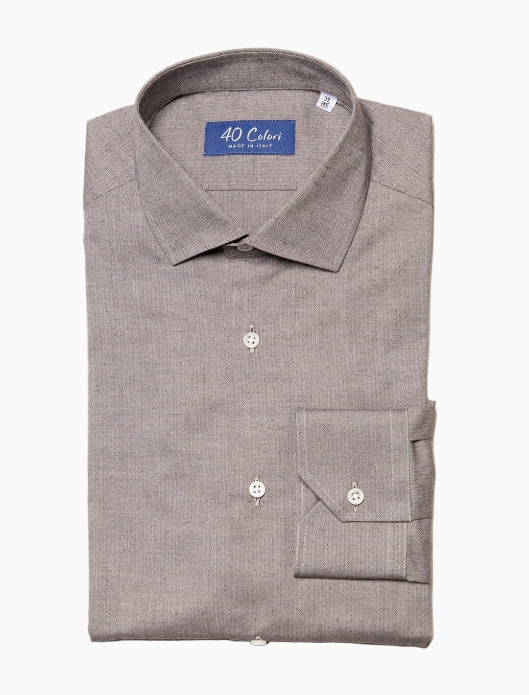 Light Brown Small Herringbone Cotton Shirt