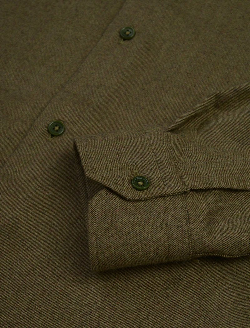 Olive Green Flannel Cotton Shirt | 40 Colori