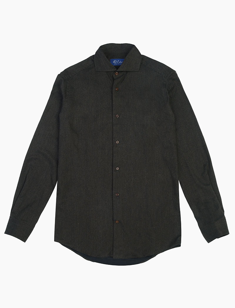 Dark Brown Flannel Cotton Shirt | 40 Colori