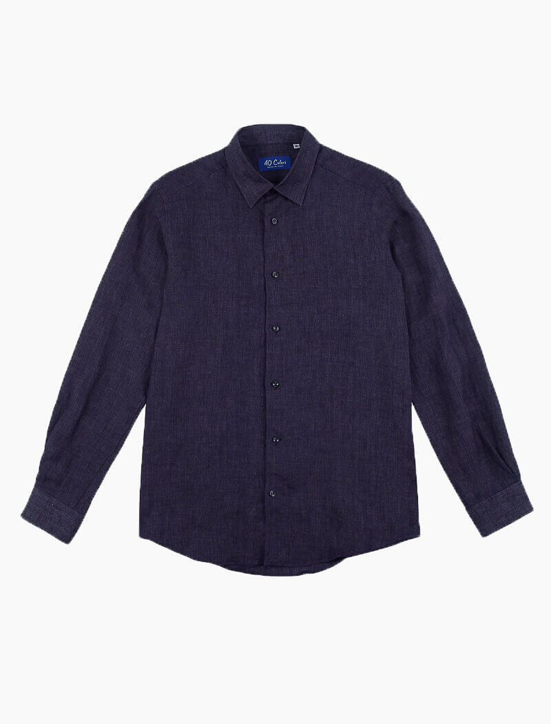 Dark Plum Linen Shirt | 40 Colori Made in Italy Menswear