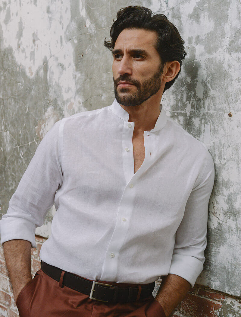 white linen dress shirt for men Mens Linen Shirt, Dress Shirt, White Shirt, Wedding Linen Shirt, Band Collar Shirt, Flax Shirt, Gift for Him, Beach Shirt, Mens Style