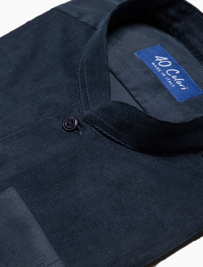 Navy Thin Corduroy Shirt | 40 Colori