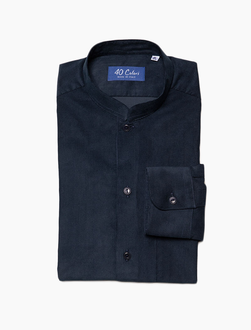 Navy Thin Corduroy Shirt | 40 Colori