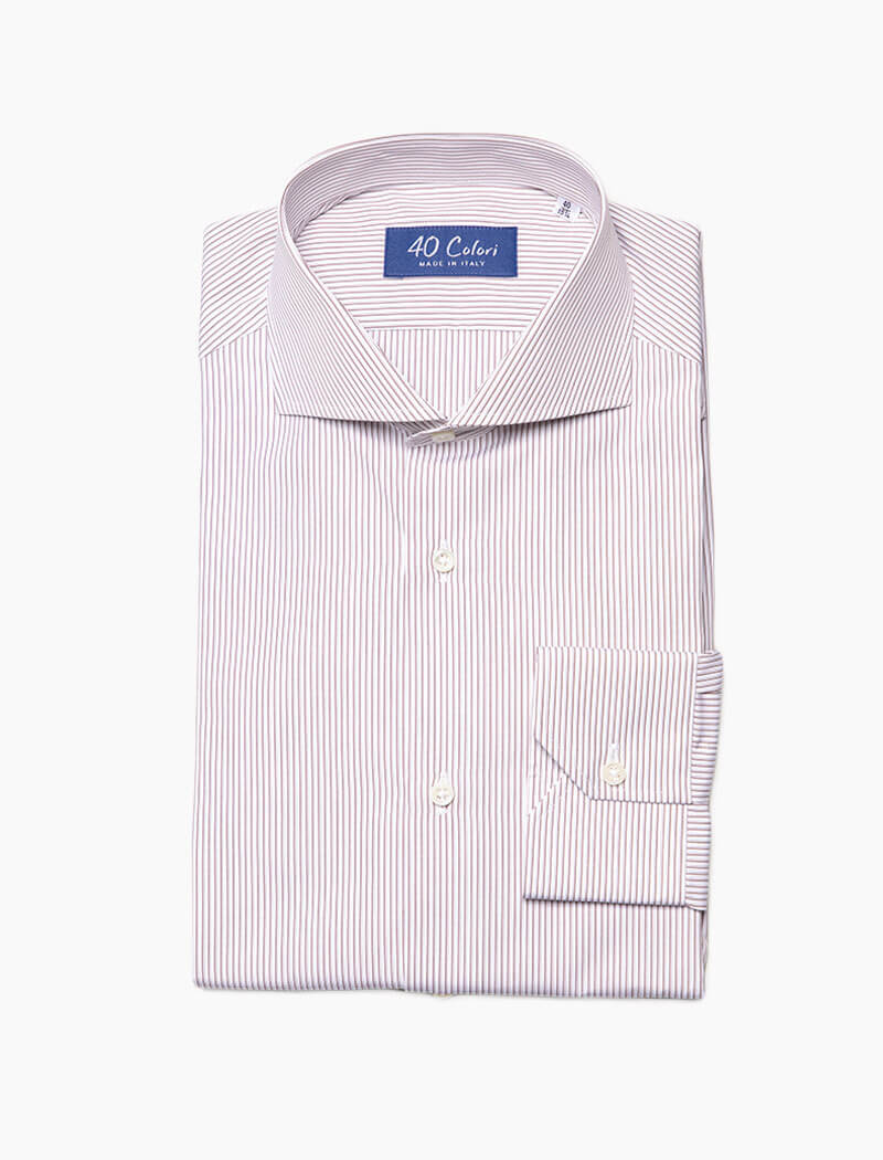 Cream & Brown Thin Striped Shirt | 40 Colori