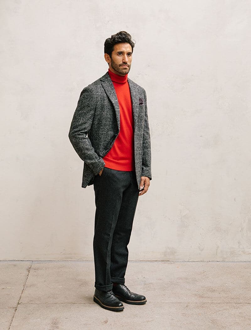 Charcoal Plain Weave Lambswool Comfort Trousers | 40 Colori