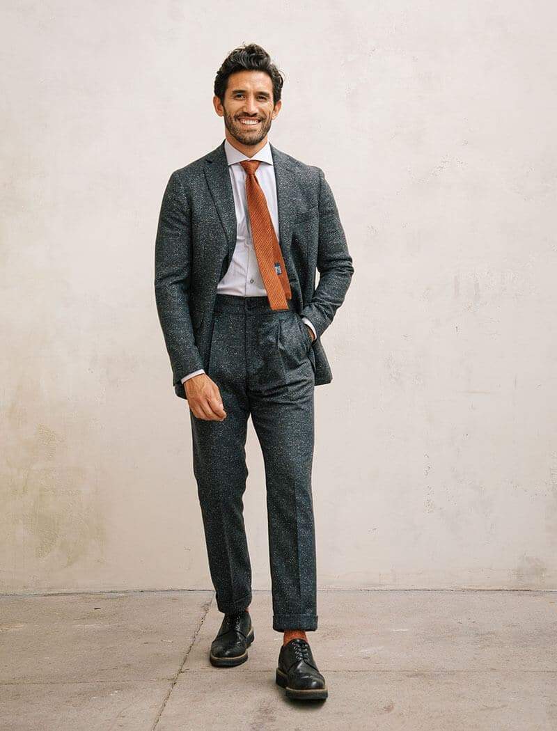 Charcoal Speckled Wool Silk Blazer | 40 Colori
