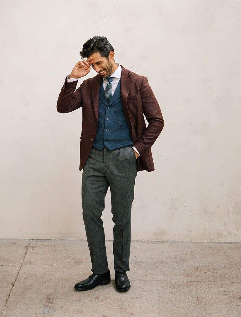 Grey Flannel Wool & Cashmere Slim Trousers | 40 Colori