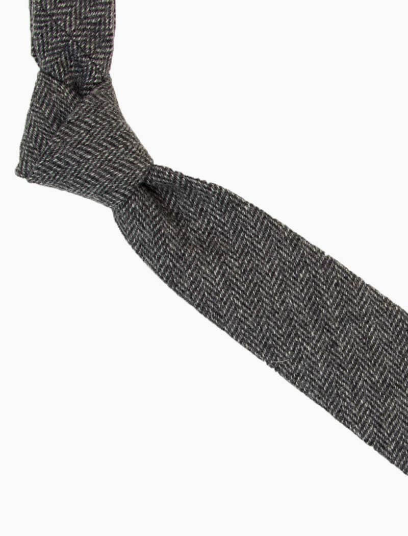 Grey Herringbone Wool Tie | 40 Colori