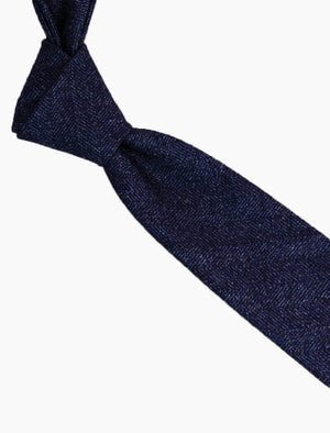 Navy Herringbone Wool Tie | 40 Colori