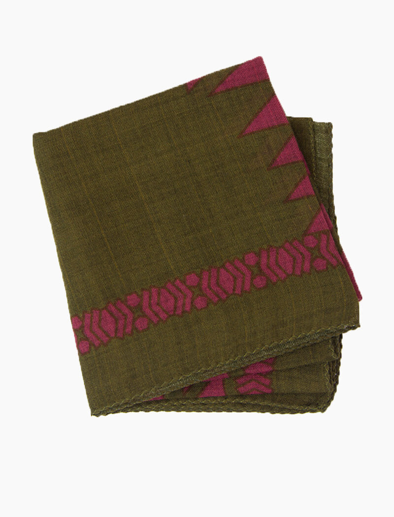 Green Aztec Printed Wool Bandana | 40 Colori