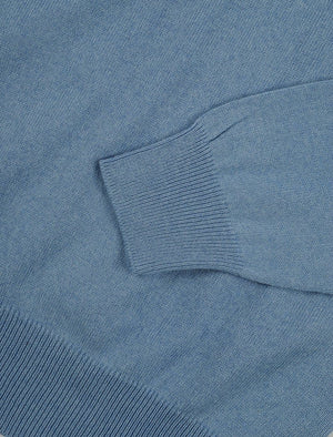 Light Blue Long Sleeve Cotton, Cashmere & Silk Knit Polo | 40 Colori 