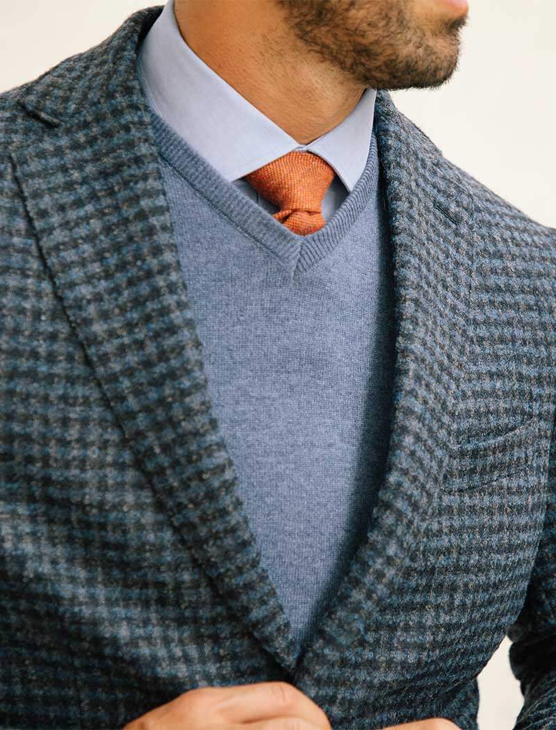 Light Blue V Neck Cashmere Jumper 40 Colori