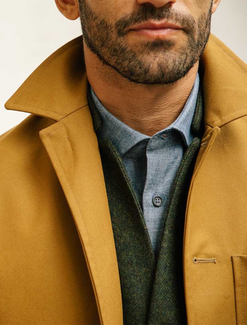 Mustard Waxed Cotton Overcoat 40 Colori