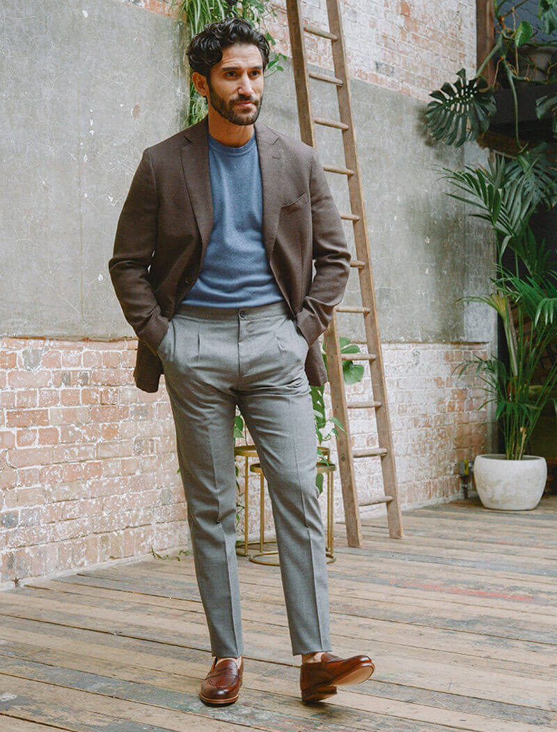 Light Grey Fresco Wool Slim Trousers | 40 Colori