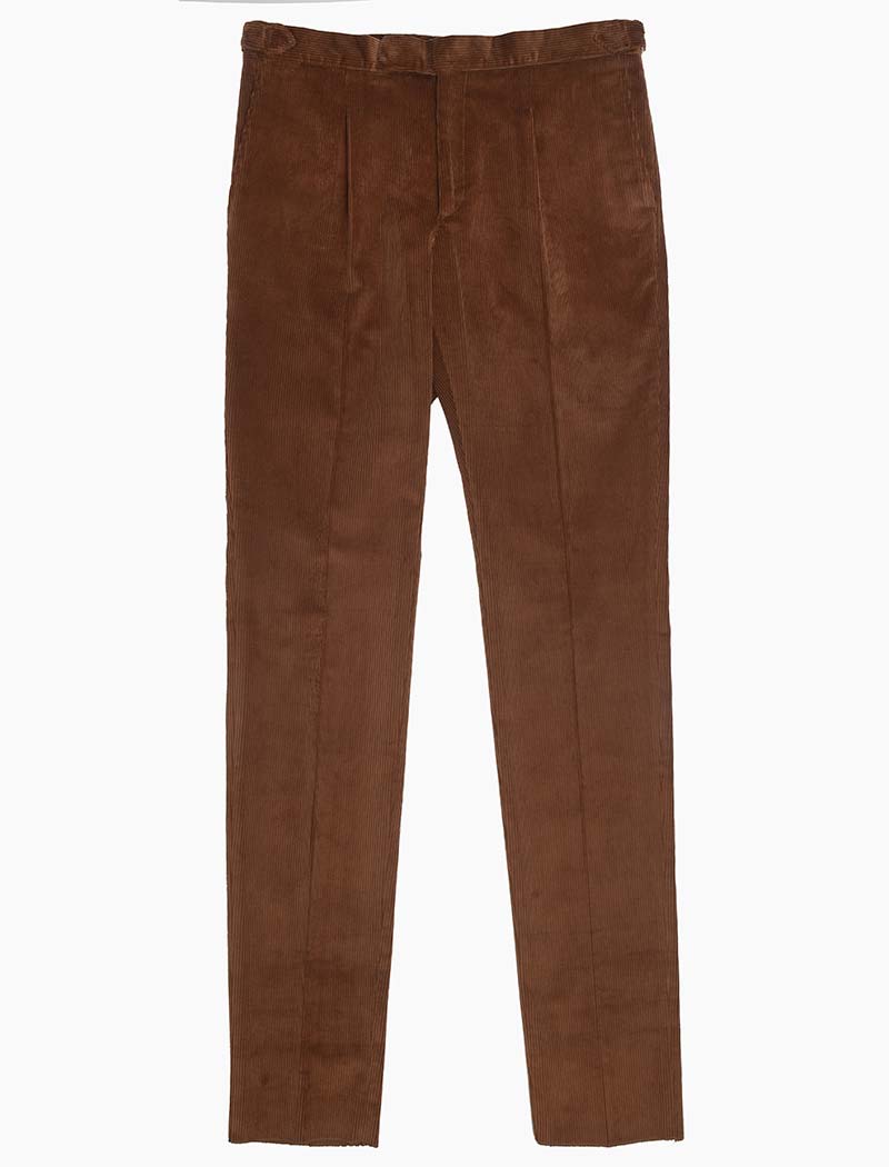 Tan Brown 10 Wale Corduroy Slim Trousers | 40 Colori