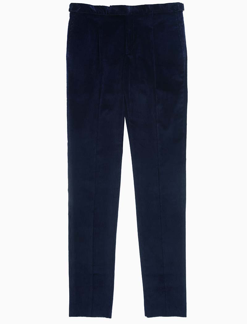 Navy 10 Wale Corduroy Slim Trousers | 40 Colori