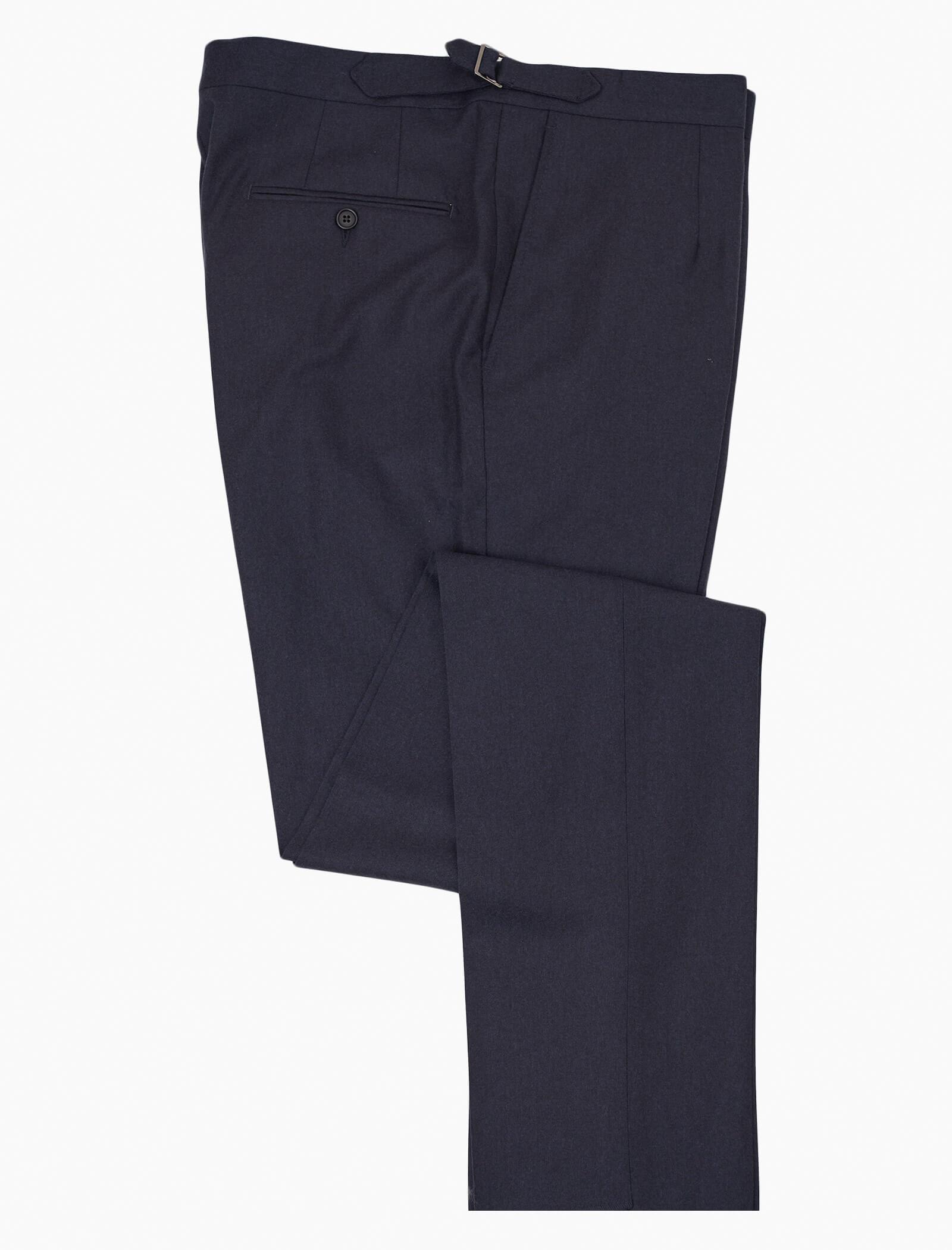 Navy Flannel Wool & Cashmere Slim Trousers | 40 Colori
