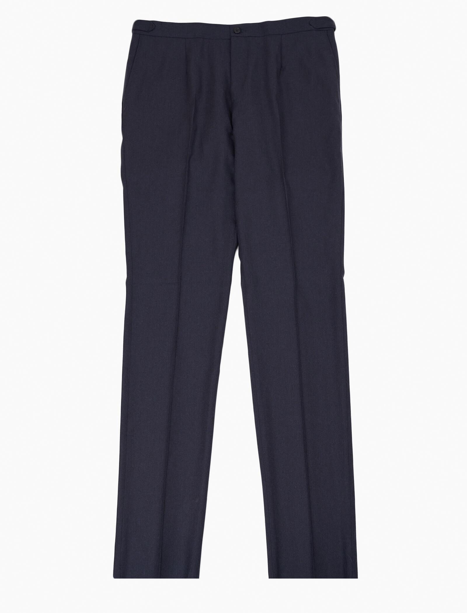 Navy Flannel Wool Slim Trousers | 40 Colori