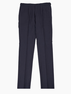 Navy Flannel Wool & Cashmere Slim Trousers | 40 Colori