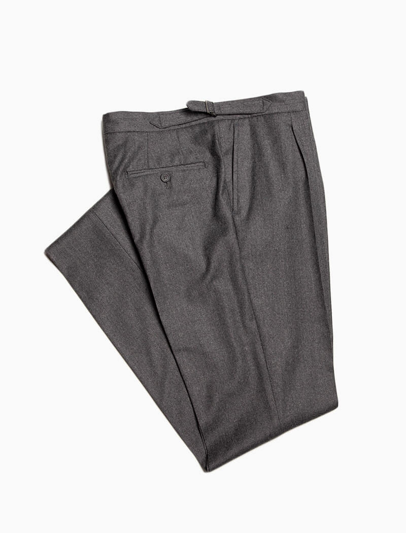 Grey Flannel Wool Slim Trousers | 40 Colori