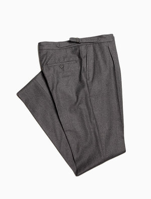 Grey Flannel Wool & Cashmere Slim Trousers | 40 Colori
