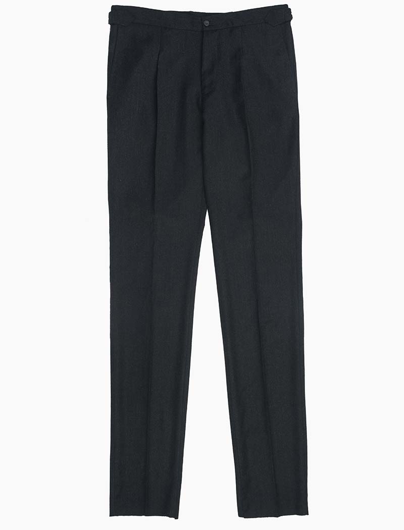 Charcoal Flannel Wool & Cashmere Slim Trousers | 40 Colori