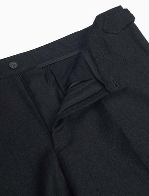 Men's Charcoal Flannel 90% Wool & 10% Cashmere Slim Trousers - 40