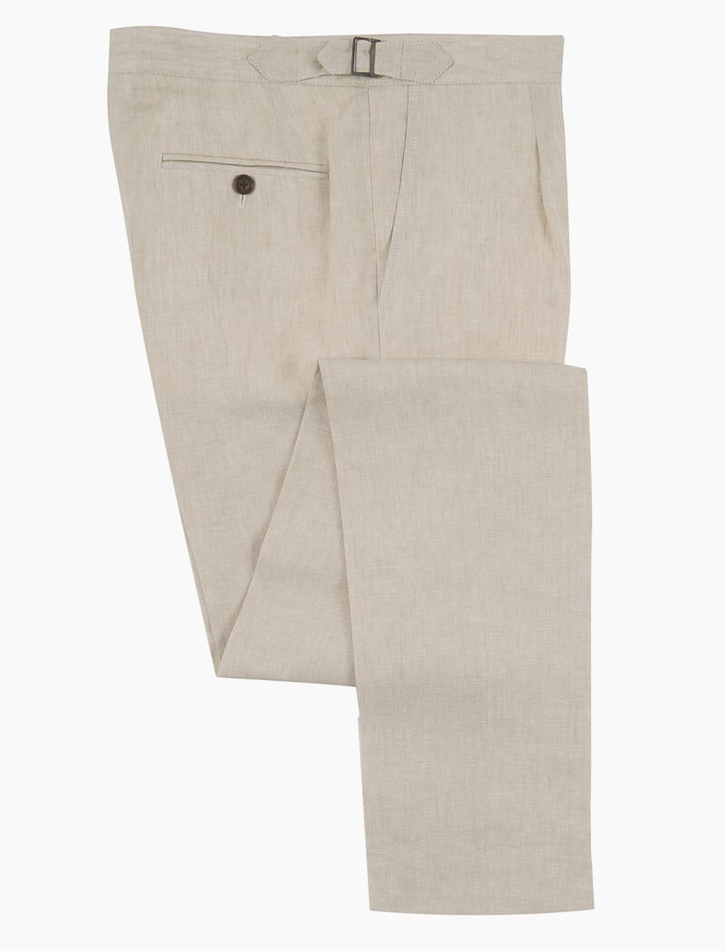 Beige Linen Slim Trousers | 40 Colori