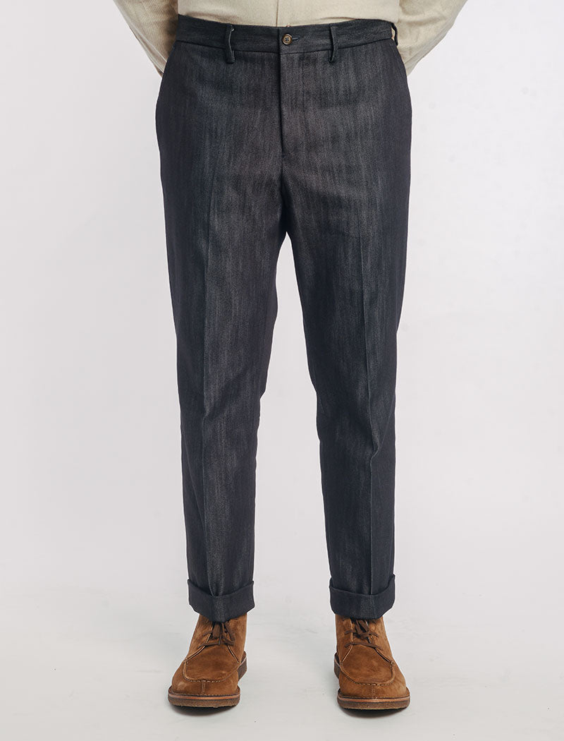Dark Denim Cotton Comfort Trousers | 40 Colori