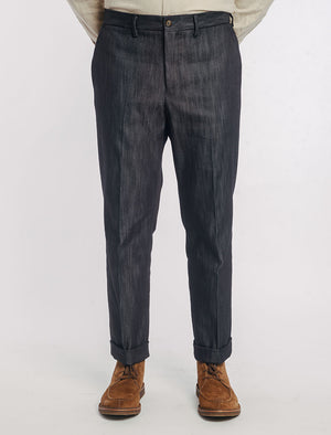 Dark Denim Cotton Comfort Trousers | 40 Colori