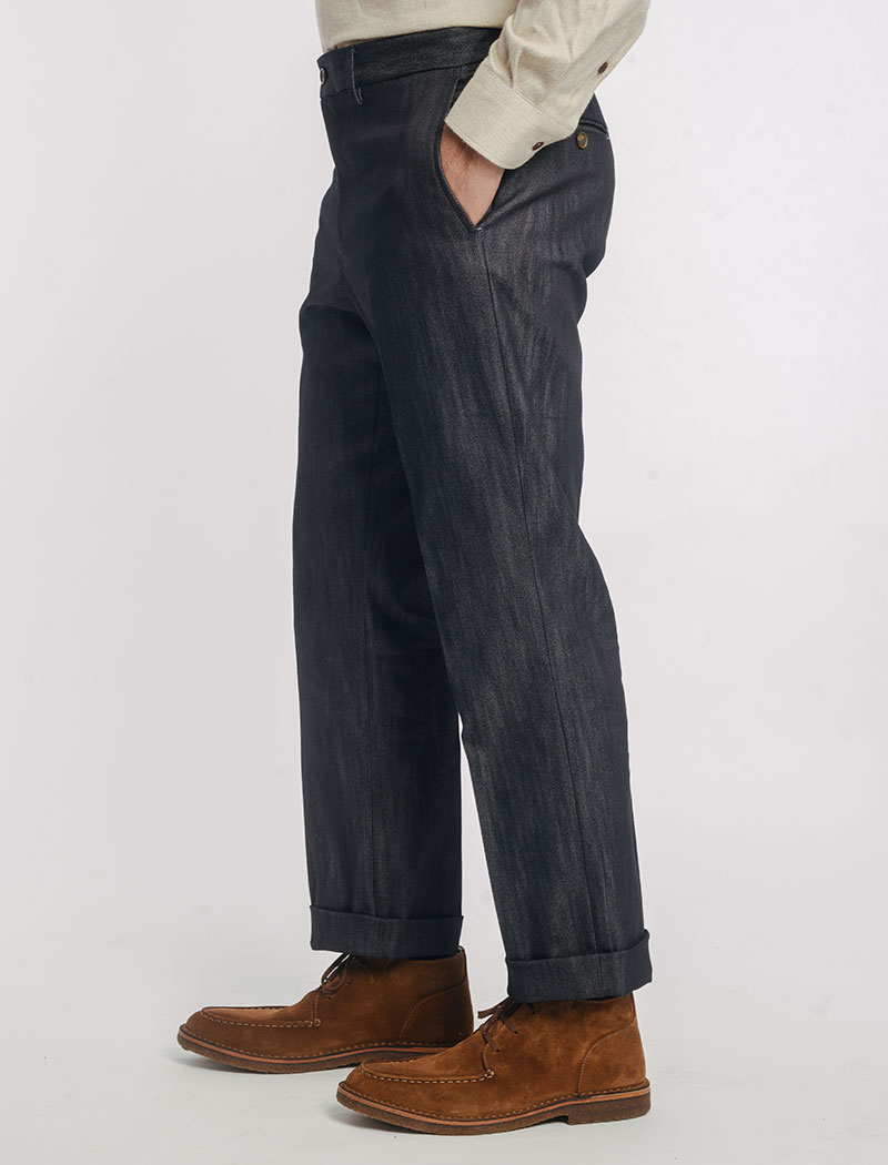 Dark Denim Cotton Comfort Trousers | 40 Colori