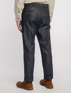 Dark Denim Cotton Comfort Trousers | 40 Colori