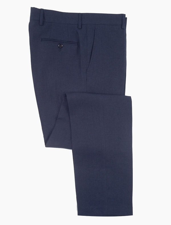 Men's Dark Blue Denim Cotton & Linen High Waisted Trousers - 40 Colori