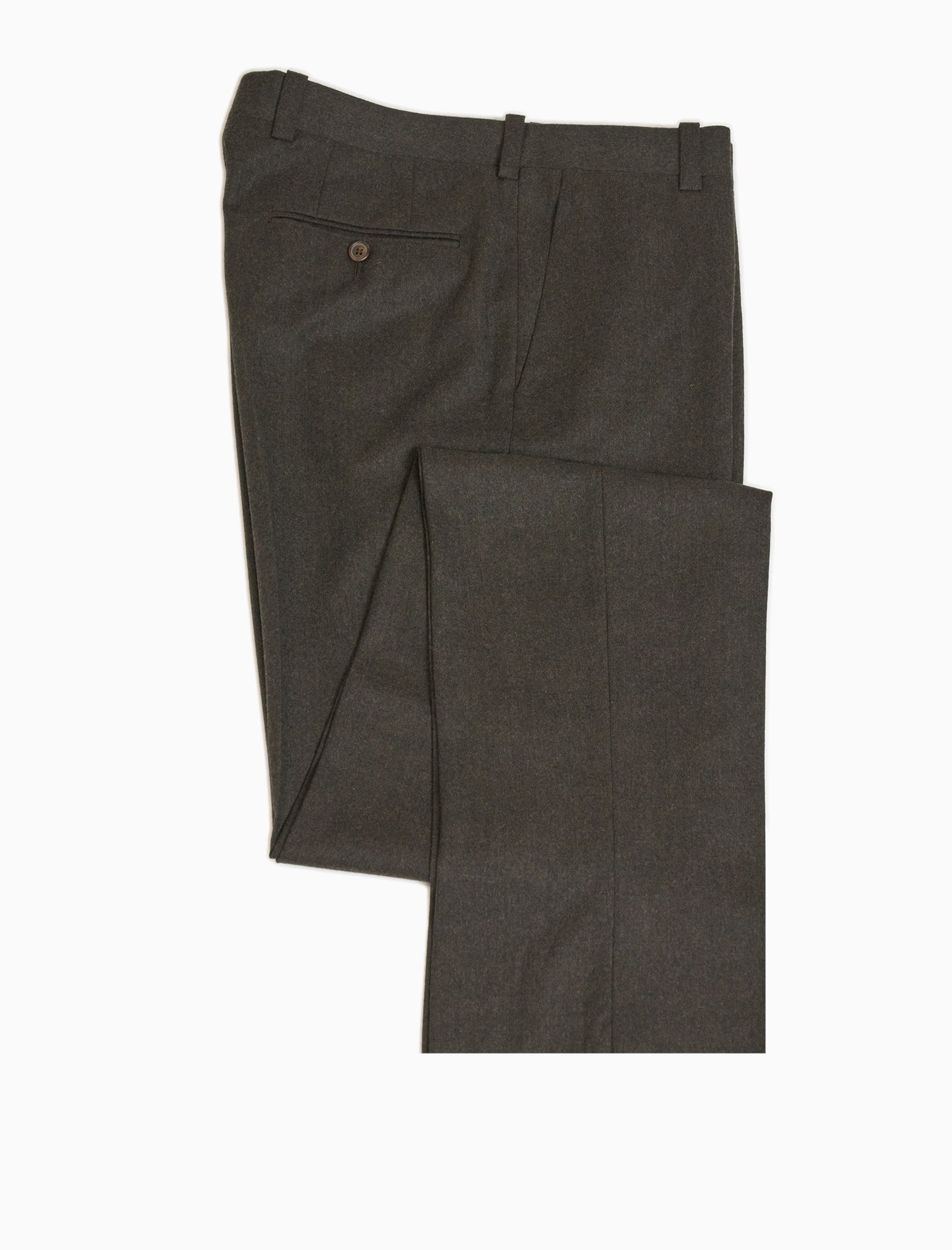 Green Brown Flannel Wool Comfort Trousers