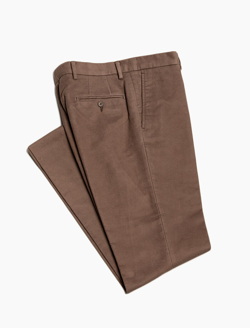 Brown Moleskin Comfort Trousers | 40 Colori
