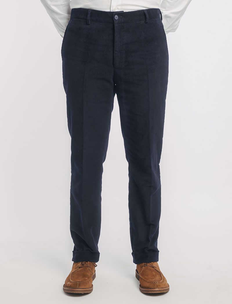 Navy Moleskin Comfort Trousers | 40 Colori