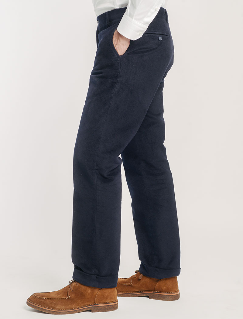 Navy Moleskin Comfort Trousers | 40 Colori