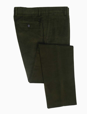 Dark Green Moleskin Comfort Trousers | 40 Colori