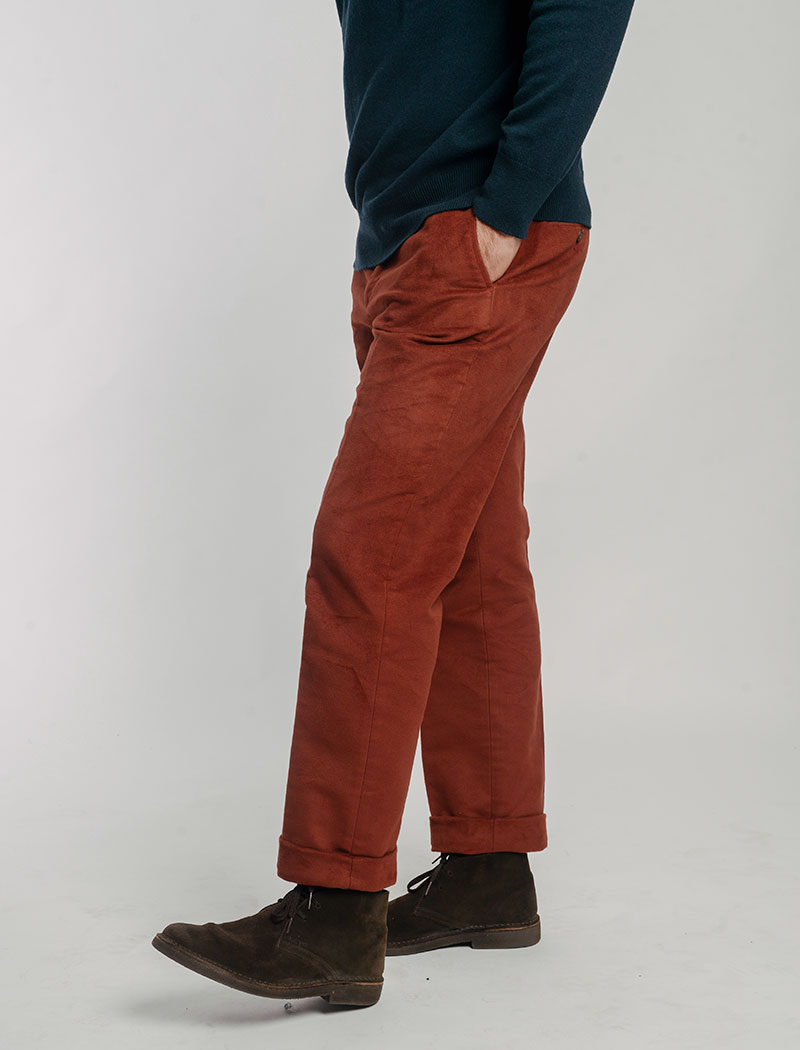 Rust Moleskin Comfort Trousers | 40 Colori