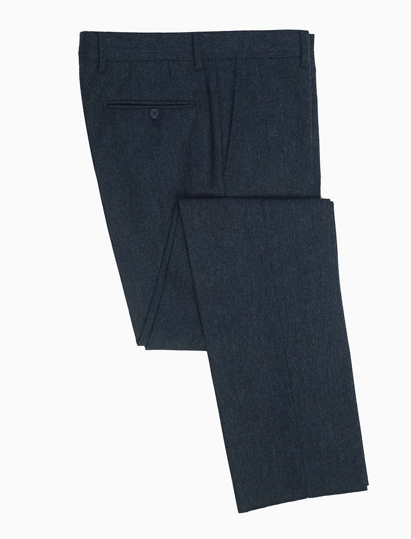 Blue Plain Weave Lambswool Comfort Trousers | 40 Colori