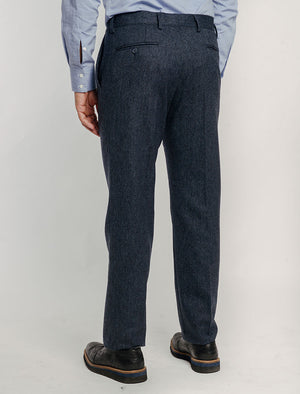 Blue Plain Weave Lambswool Comfort Trousers | 40 Colori