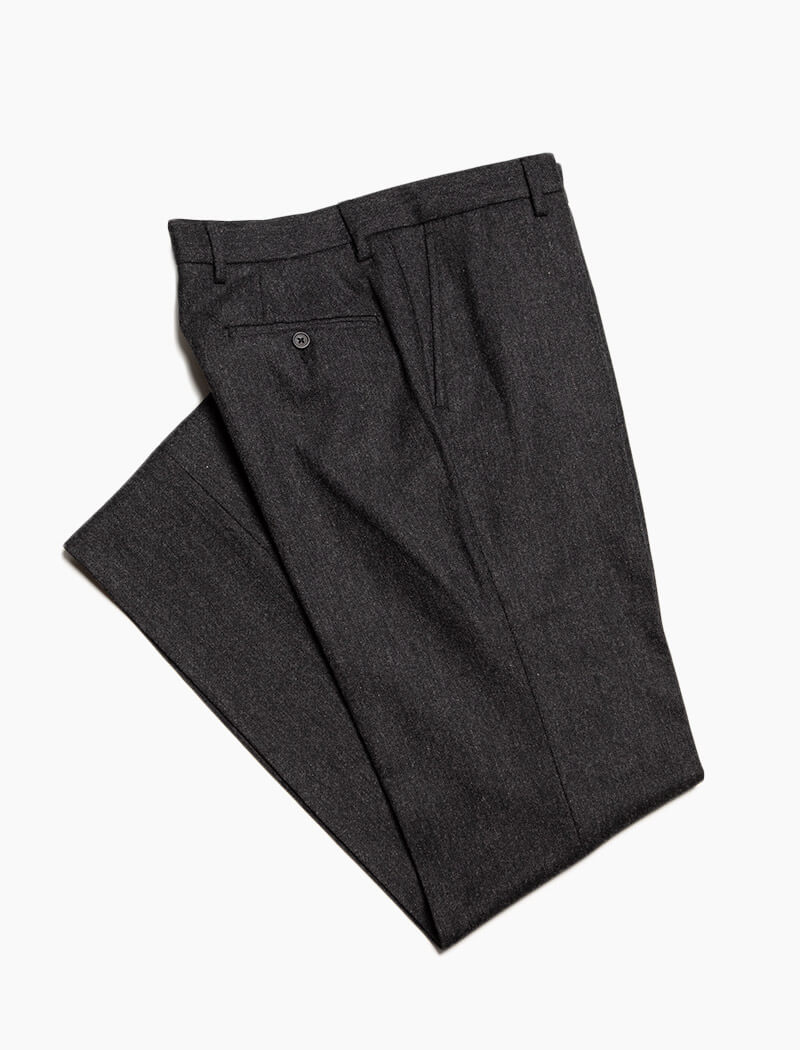 Charcoal Plain Weave Lambswool Comfort Trousers | 40 Colori