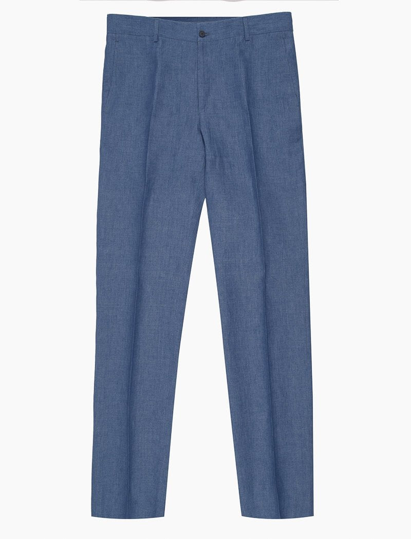 Jeans Blue Linen Comfort Trousers | 40 Colori