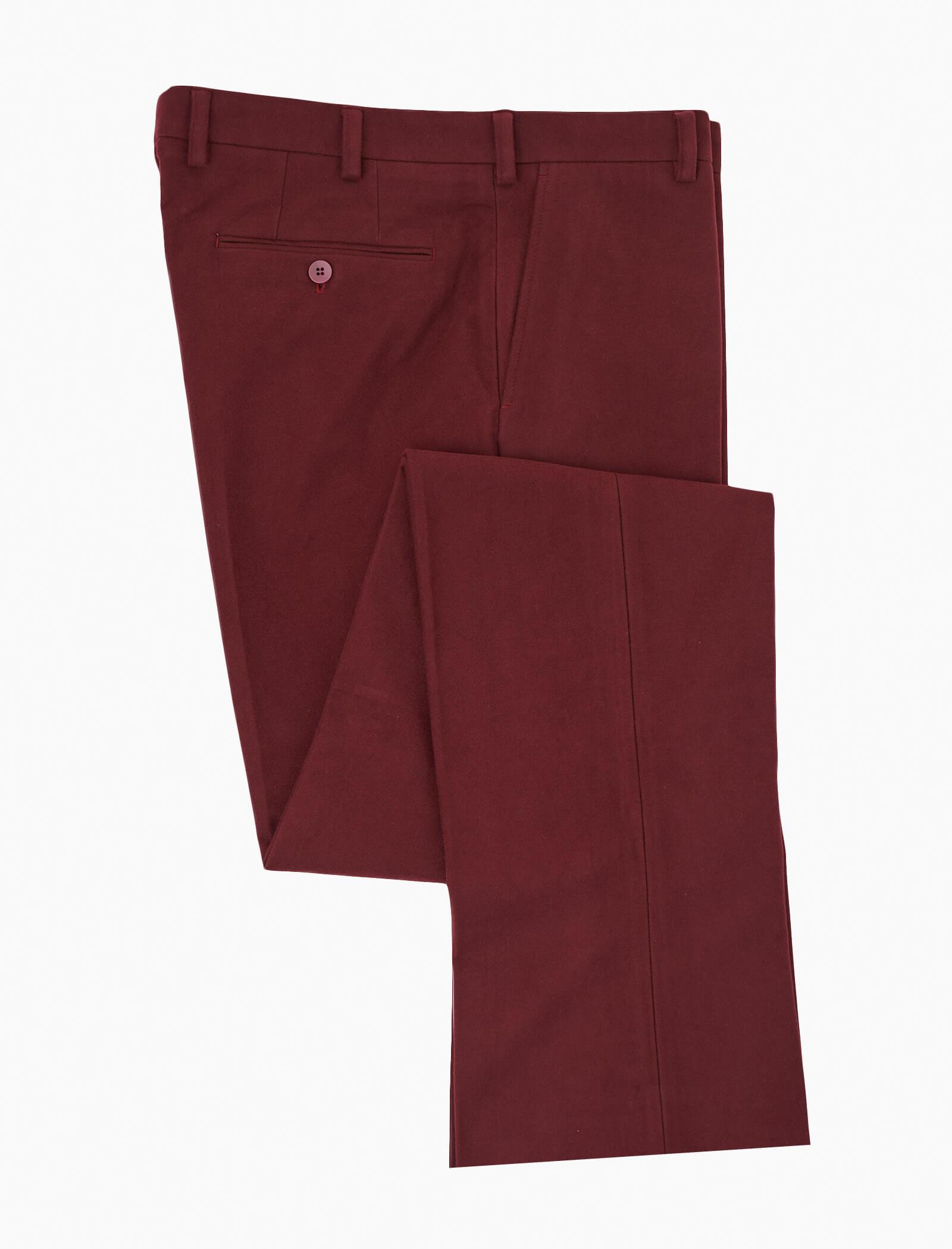 Burgundy Light Moleskin Comfort Trousers | 40 Colori