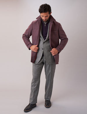 Grey Plain Weave Lambswool Comfort Trousers | 40 Colori