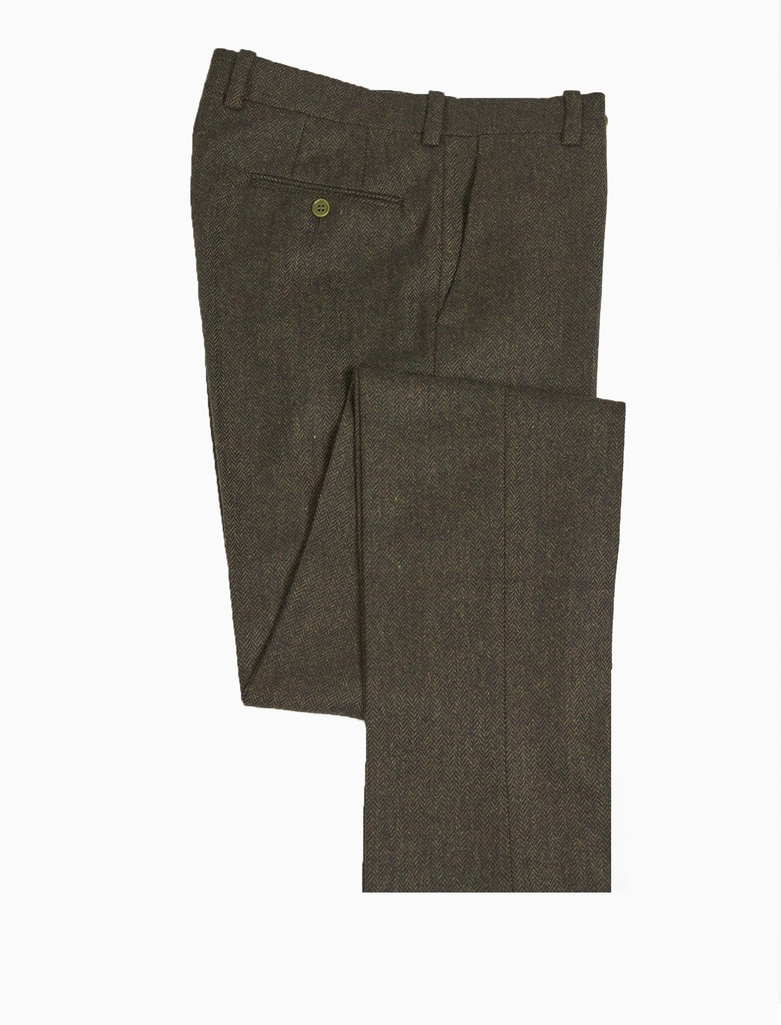 Green Herringbone Lambswool Comfort Trousers