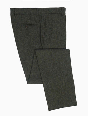 Green Plain Weave Shetland Wool Comfort Trousers | 40 Colori