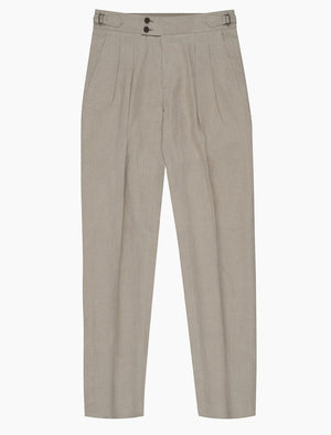 Beige Linen Double Pleated Trousers | 40 Colori