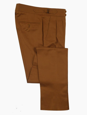 Mustard Cotton Double Pleated Trousers | 40 Colori