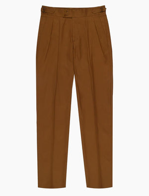 Mustard Cotton Double Pleated Trousers | 40 Colori